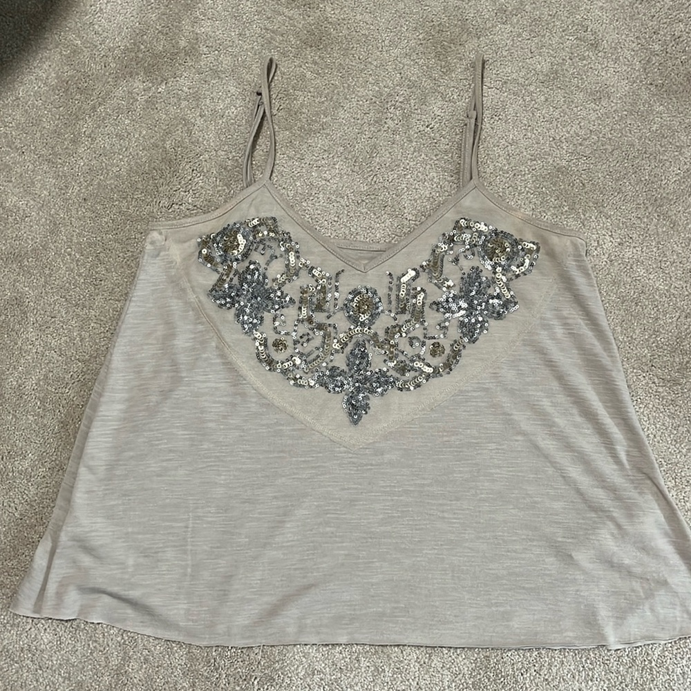 Beaded Tan Tank Top